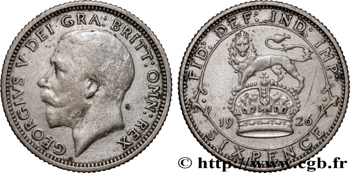 ROYAUME-UNI 6 Pence Georges V 1926  TTB 