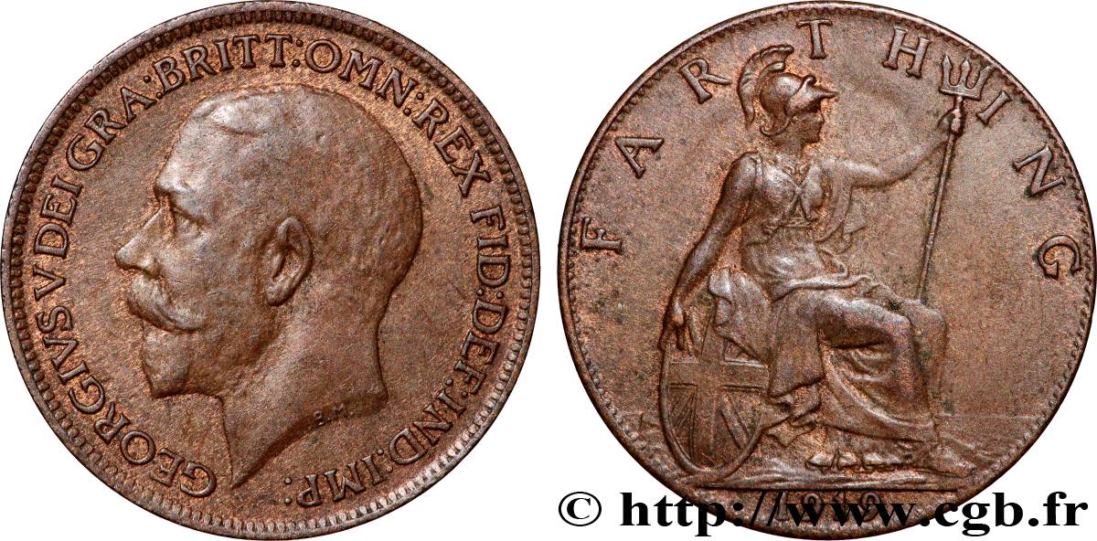 UNITED KINGDOM 1 Farthing Georges V 1919  XF 