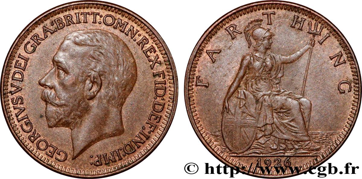 ROYAUME-UNI 1 Farthing Georges V 1926 Londres TTB+ 