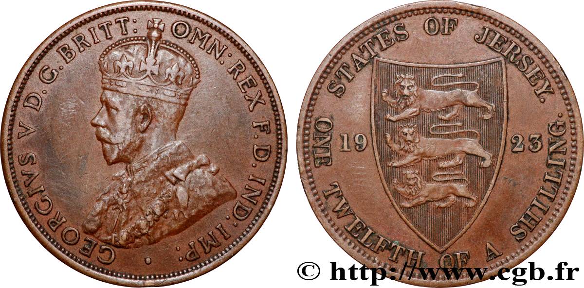 JERSEY 1/12 Shilling Georges V 1e type 1923 Londres TTB 