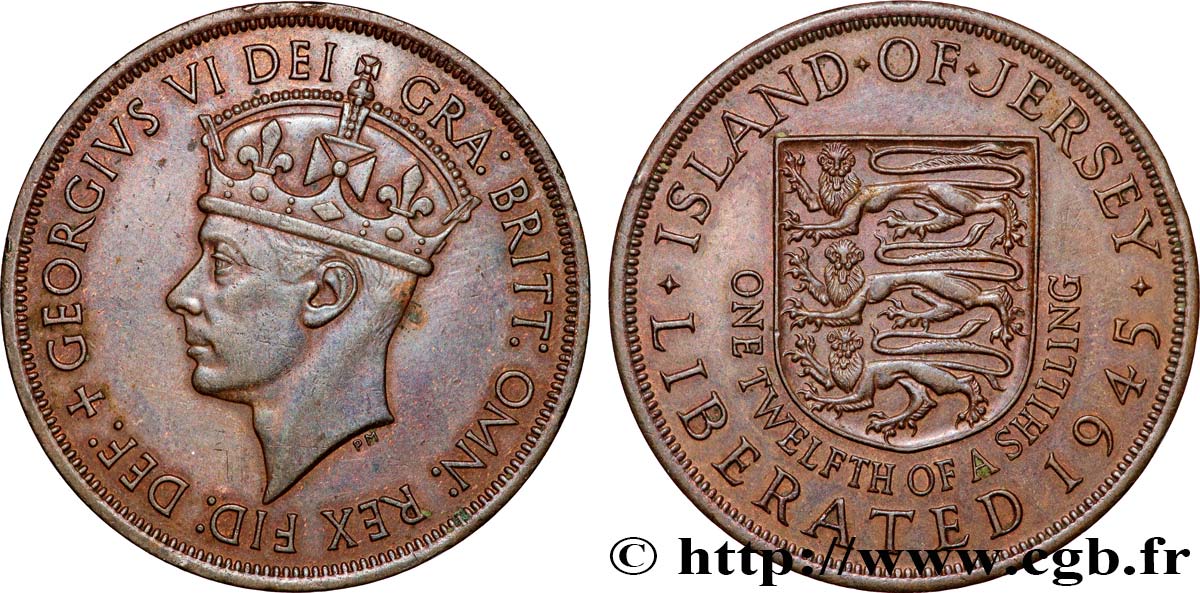 JERSEY 1/12 Shilling Georges VI 1945  SUP 