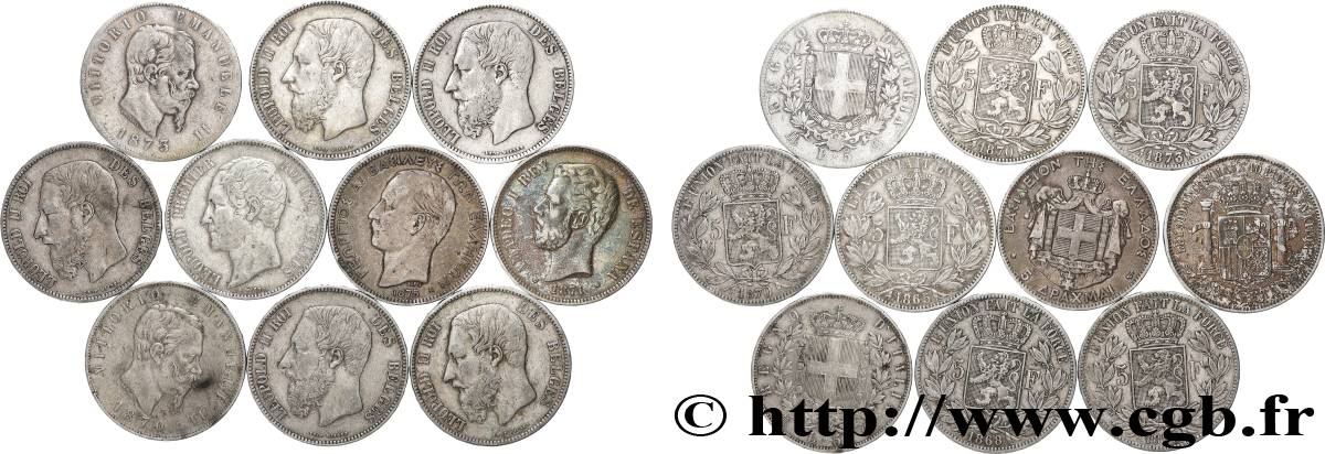 SILVER INVESTMENT Lot de 10 écus de 5 Francs Union Latine n.d.  VF 