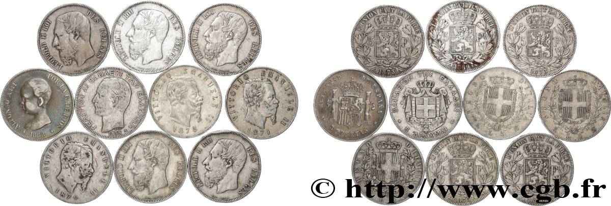 PLATA INVERSIÓN Lot de 10 écus de 5 Francs Union Latine n.d.  BC 