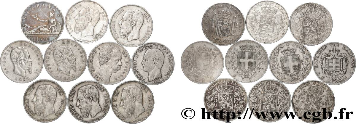 ARGENTO INVESTIMENTO Lot de 10 écus de 5 Francs Union Latine n.d.  MB 
