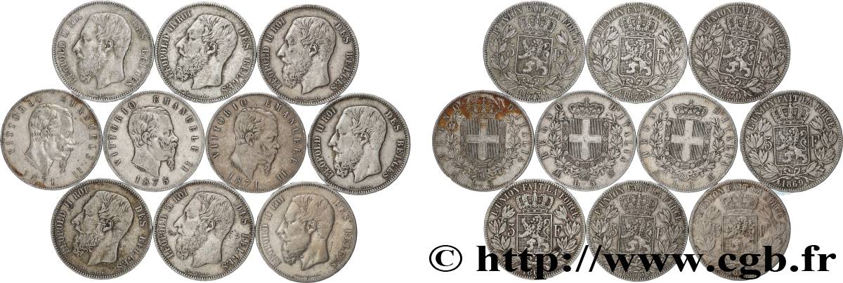 ARGENTO INVESTIMENTO Lot de 10 écus de 5 Francs Union Latine n.d.  MB 