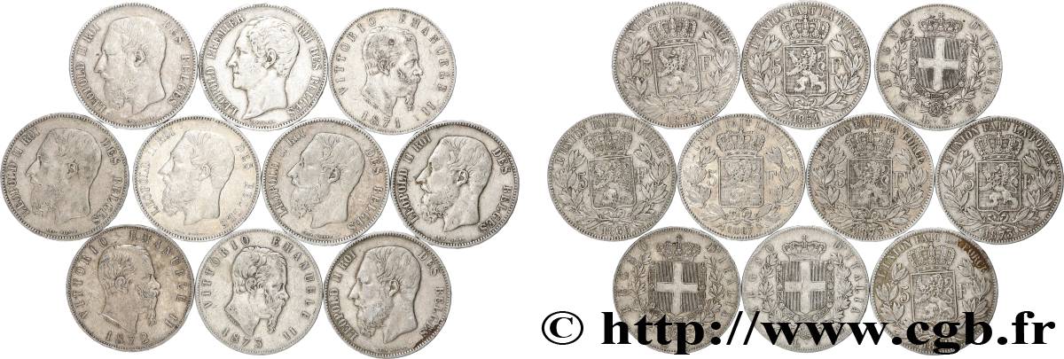 ARGENT D INVESTISSEMENT Lot de 10 écus de 5 Francs Union Latine n.d.  TB 