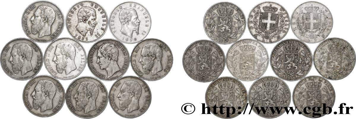 SILVER INVESTMENT Lot de 10 écus de 5 Francs Union Latine n.d.  VF 