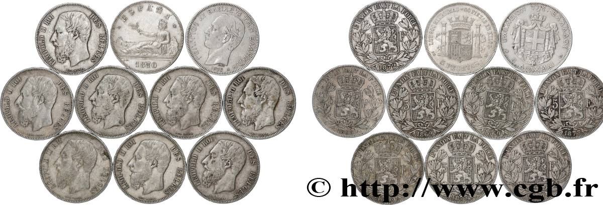 SILVER INVESTMENT Lot de 10 écus de 5 Francs Union Latine n.d.  VF 
