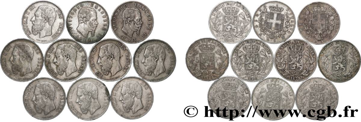 ARGENTO INVESTIMENTO Lot de 10 écus de 5 Francs Union Latine n.d.  MB 