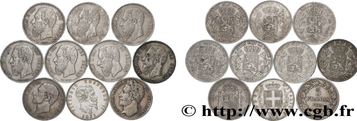 ARGENTO INVESTIMENTO Lot de 10 écus de 5 Francs Union Latine n.d.  MB 