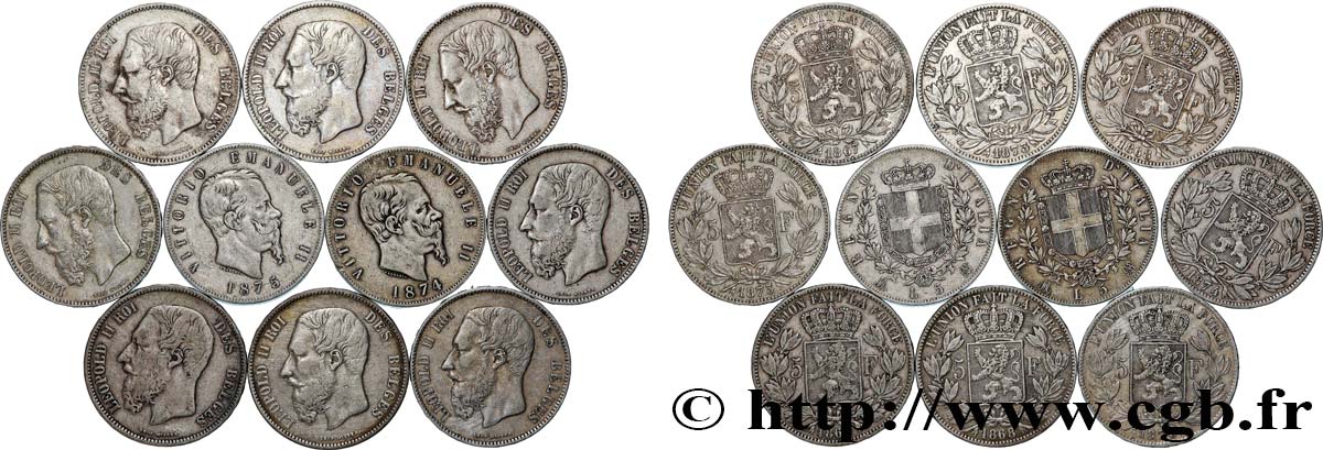 SILBER-INVESTMENT Lot de 10 écus de 5 Francs Union Latine n.d.  S 