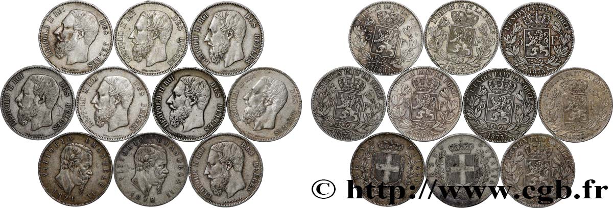 SILVER INVESTMENT Lot de 10 écus de 5 Francs Union Latine n.d.  VF 