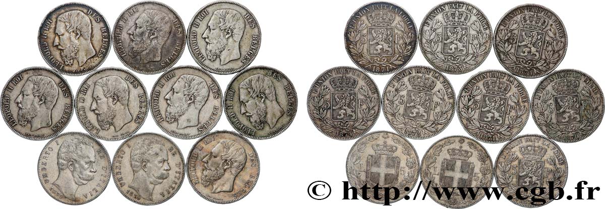 ARGENTO INVESTIMENTO Lot de 10 écus de 5 Francs Union Latine n.d.  MB 
