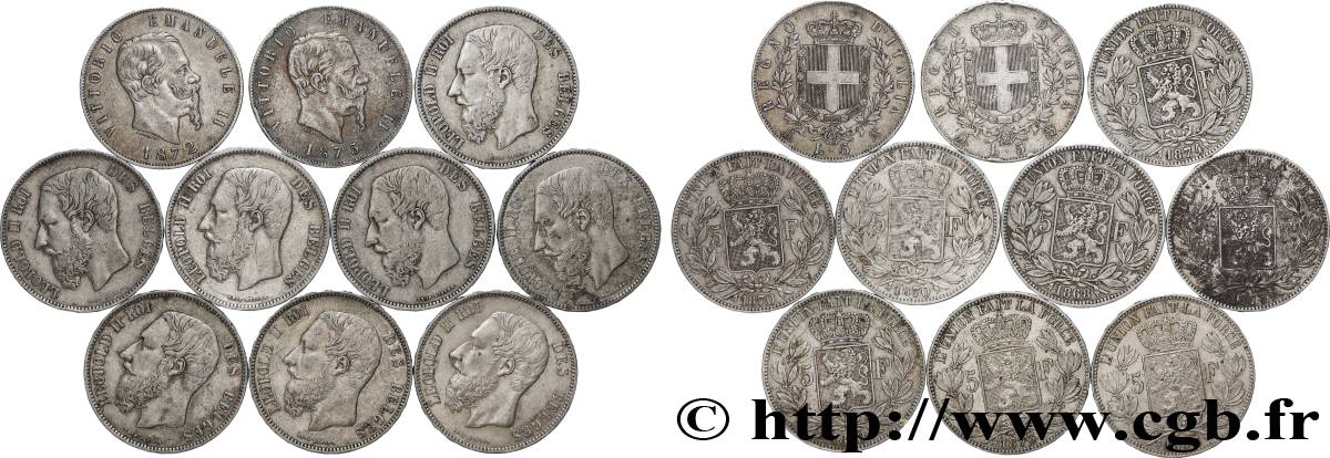 ARGENTO INVESTIMENTO Lot de 10 écus de 5 Francs Union Latine n.d.  MB 