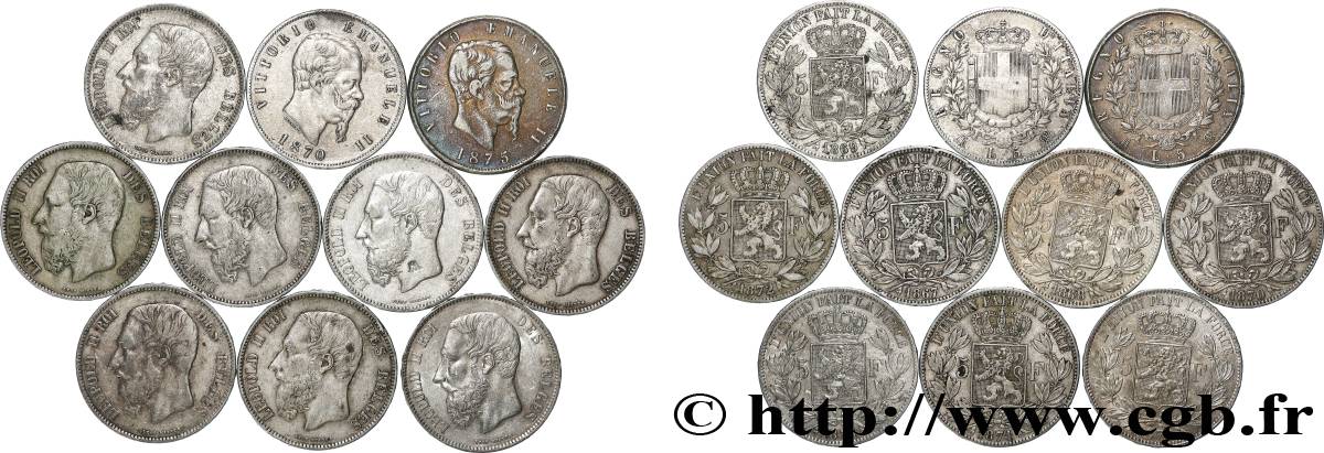 SILBER-INVESTMENT Lot de 10 écus de 5 Francs Union Latine n.d.  S 