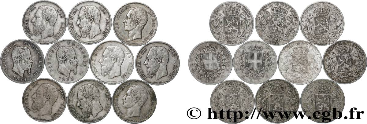 SILBER-INVESTMENT Lot de 10 écus de 5 Francs Union Latine n.d.  S 