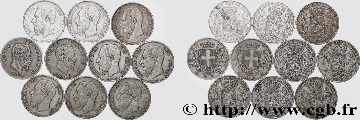 SILVER INVESTMENT Lot de 10 écus de 5 Francs Union Latine n.d.  VF 