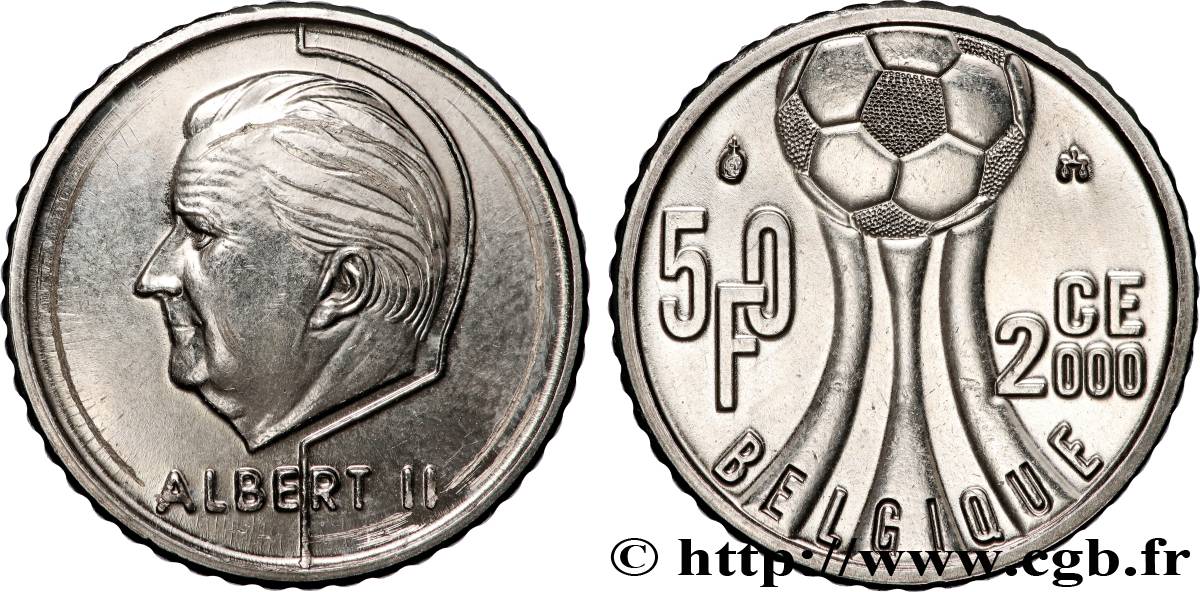 BELGIUM 50 Francs Championnat d Europe de football 2000 (légende française) 2000 Bruxelles AU 