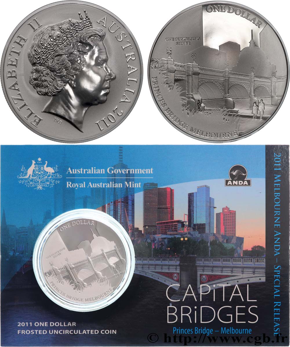 AUSTRALIA 1 Dollar Proof Princes Bridge 2011  MS 