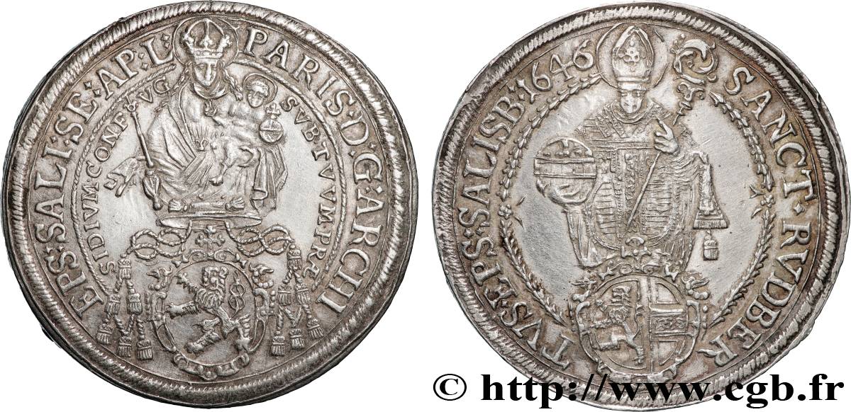 ÖSTERREICH - ERZSTIFT SALZBURG - PARIS VON LODRON Thaler 1646 Salzbourg VZ 