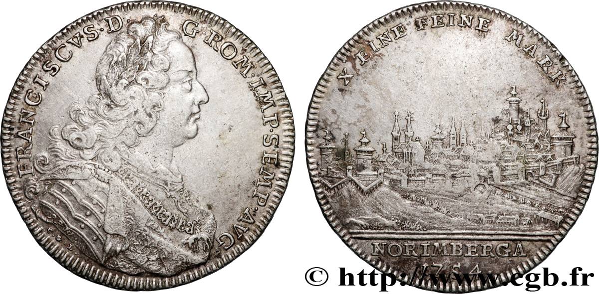 GERMANY - CITY OF NUREMBERG - FRANCIS I Thaler 1754 Nuremberg XF 
