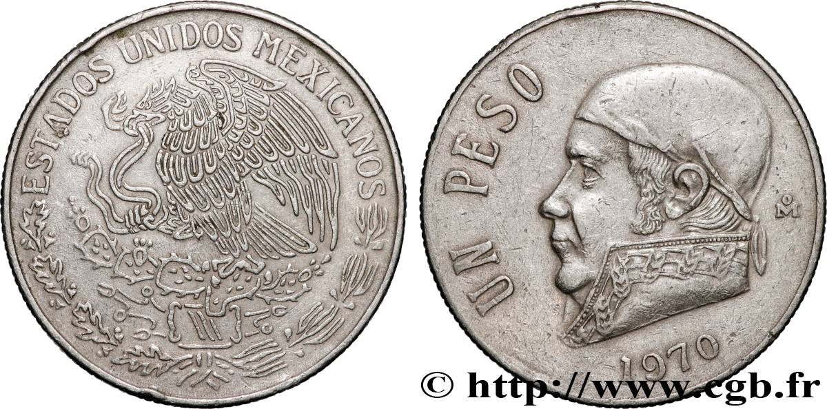 MÉXICO 1 Peso Jose Morelos y Pavon / aigle 1970 Mexico EBC 