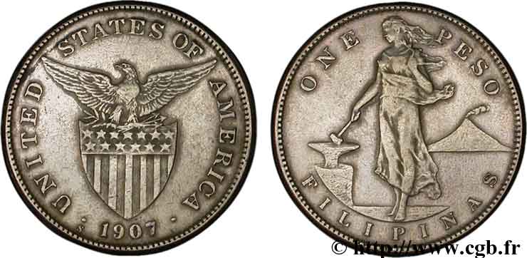 PHILIPPINEN 1 Peso - Administration Américaine 1907 San Francisco - S fSS 
