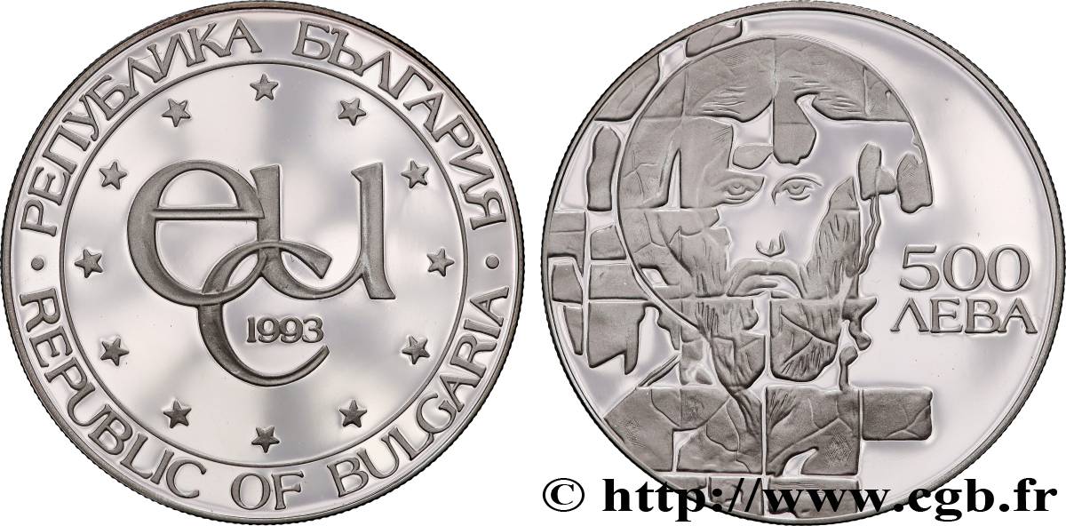 BULGARIA 500 Leva Proof symbole ECU / Saint Théodore Stratilat 1993  MS 