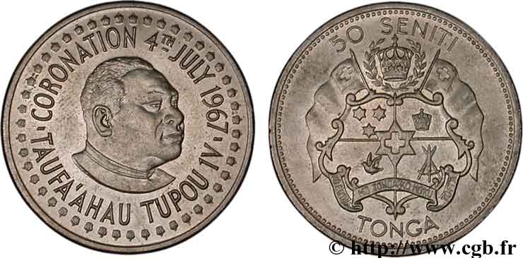 TONGA 50 Seniti couronnement de Taufa’ahau Tupou IV 1967  fST 