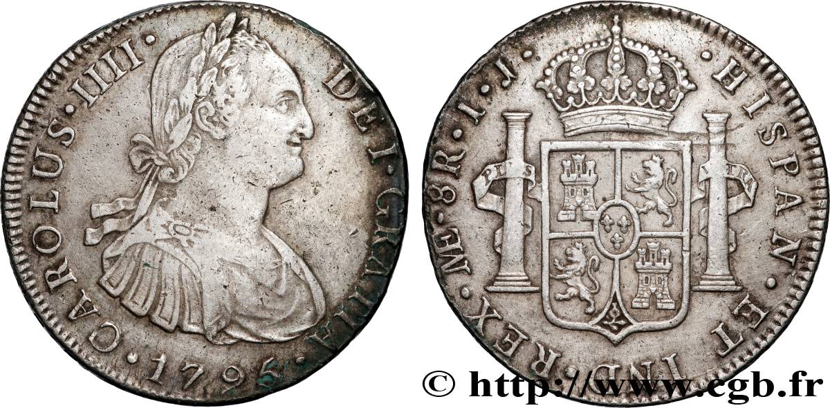 PERU 8 Reales Charles IV 1795 Lima XF 