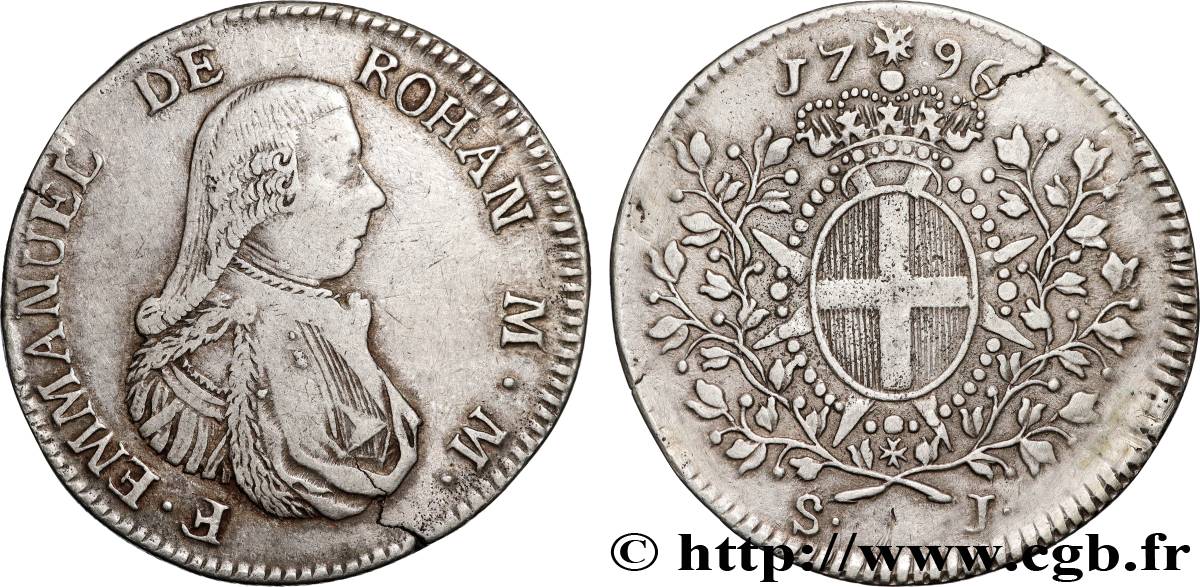 MALTA - EMMANUEL DE ROHAN 1 Scudo  1796  VF 