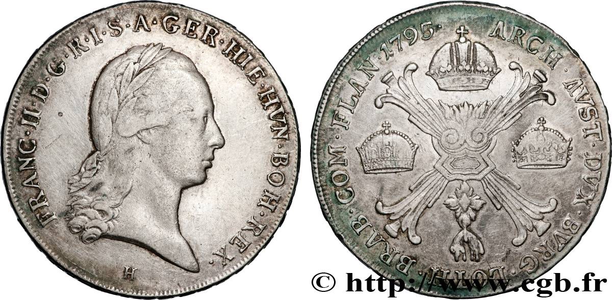 BELGIUM - AUSTRIAN NETHERLANDS 1 Kronenthaler François II 1795 Gunzburg XF 