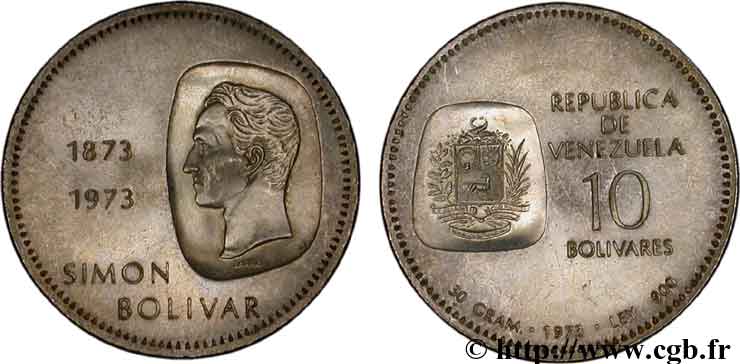 VENEZUELA 10 Bolivares Simon Bolivar 1973 Ontario EBC 
