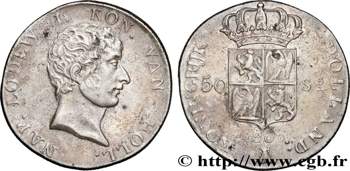 HOLLAND - KINGDOM OF HOLLAND - LOUIS NAPOLÉON 50 Stuivers 1808 Utrecht AU 