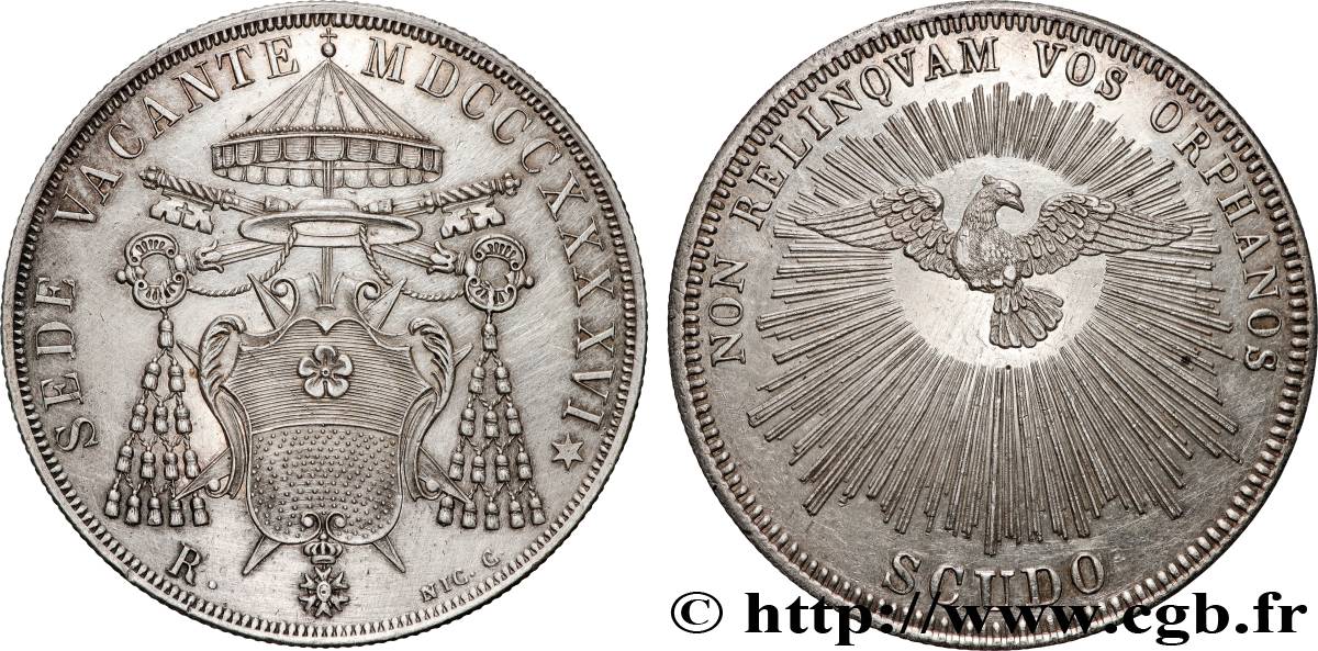 VATICAN AND PAPAL STATES Scudo Sede Vacante 1846 Rome AU 