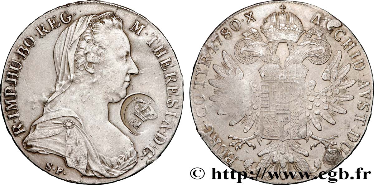 AUSTRIA 1 Thaler Marie-Thérèse (refrappe) contremarqué 1780 Vienne AU 