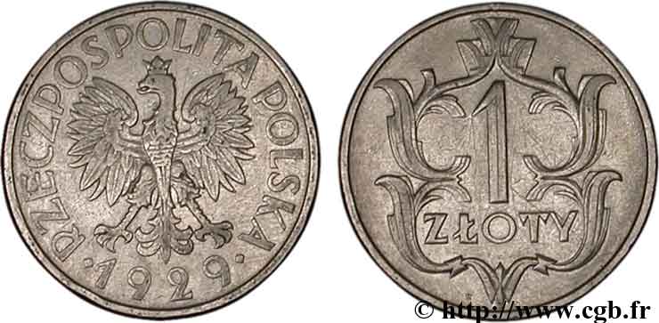POLONIA 1 Zloty aigle 1929 Varsovie MBC 