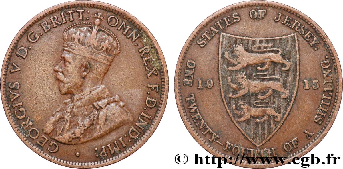 JERSEY 1/24 Shilling Georges V 1913 Londres VF 