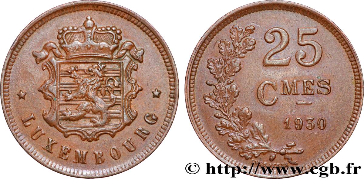 LUXEMBOURG 25 Centimes 1930  AU 