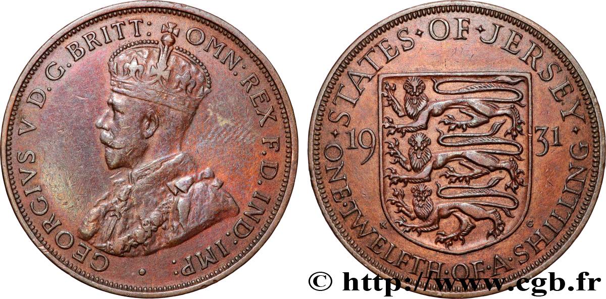 JERSEY 1/12 Shilling Georges V 1931 Londres XF 