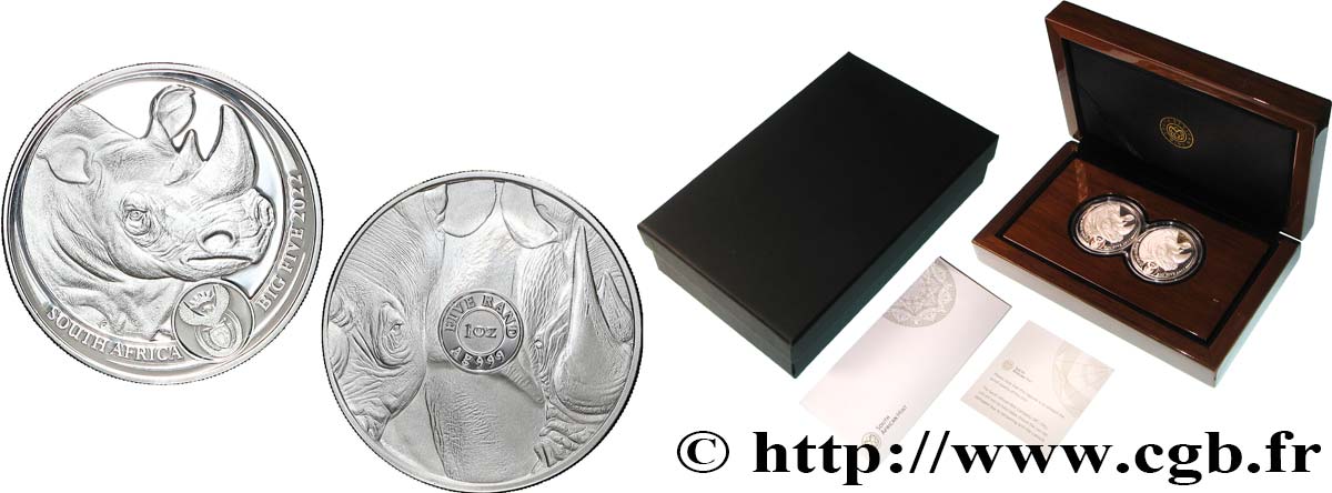 SOUTH AFRICA Coffret 2 x 5 Rand Rhinocéros 2022 Prétoria MS 
