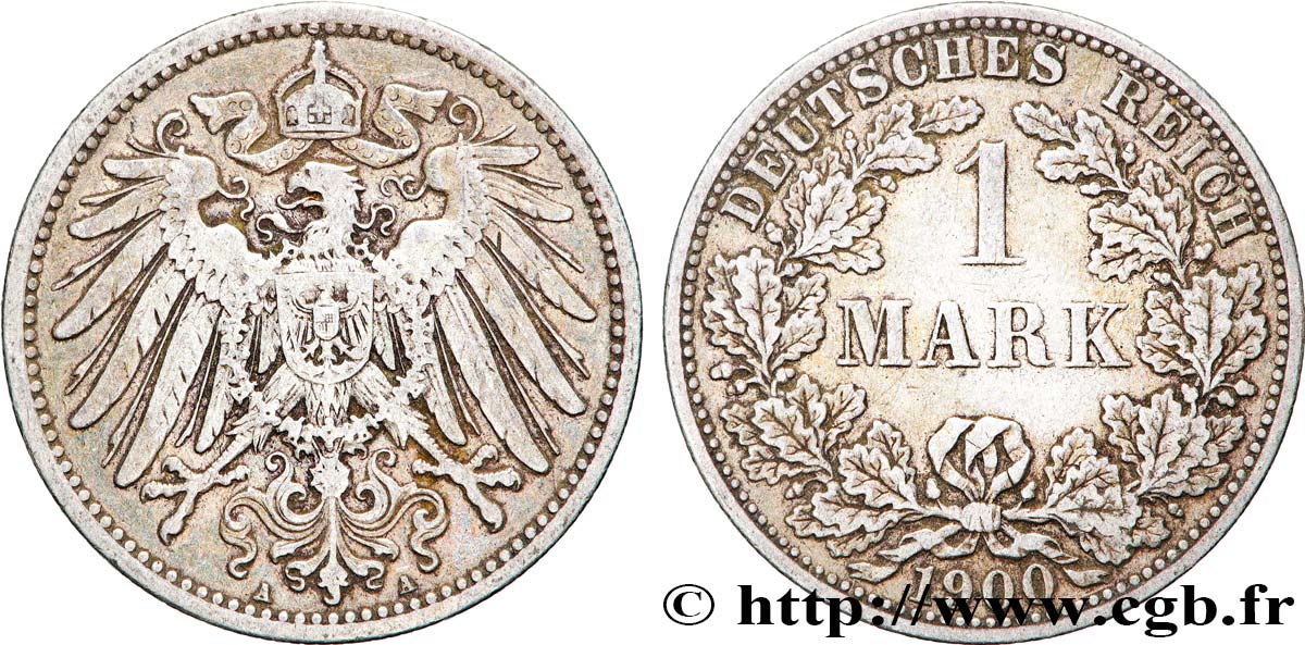 GERMANY 1 Mark Empire aigle impérial 2e type 1900 Berlin XF 