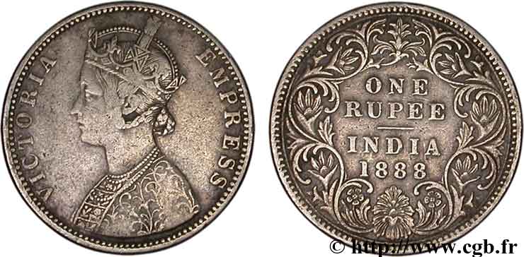 INDIA BRITÁNICA 1 Roupie Victoria  1888   MBC 