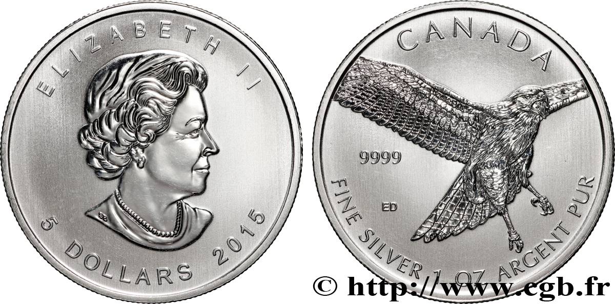SILVER INVESTMENT 1 Oz - 5 Dollars Proof Rapace 2015  MS 