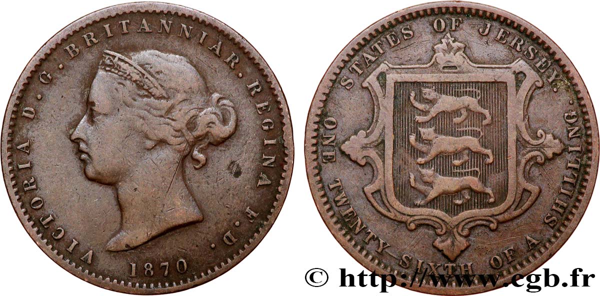 JERSEY 1/26 Shilling Victoria 1870 Londres XF 