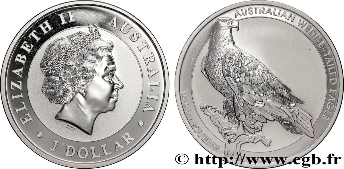 SILVER INVESTMENT 1 Dollar aigle Proof  2016 Perth MS 