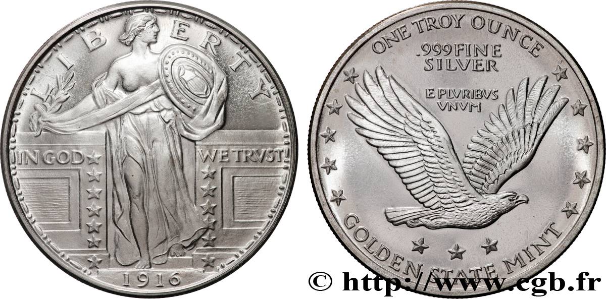 SILVER INVESTMENT 1 Troy Once Liberté debout n.d.  MS 