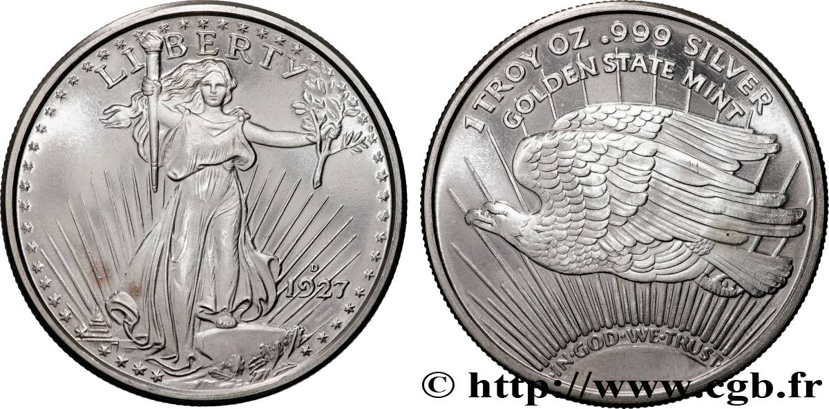SILVER INVESTMENT 1 Troy Once Saint Gaudens n.d.  MS 