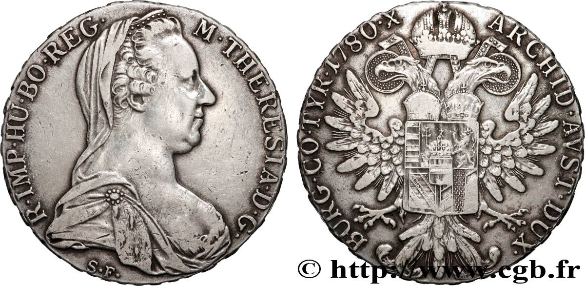 ARGENT D INVESTISSEMENT 1 Thaler (REFRAPPE) Marie-Thérèse 1780 Vienne TTB+ 
