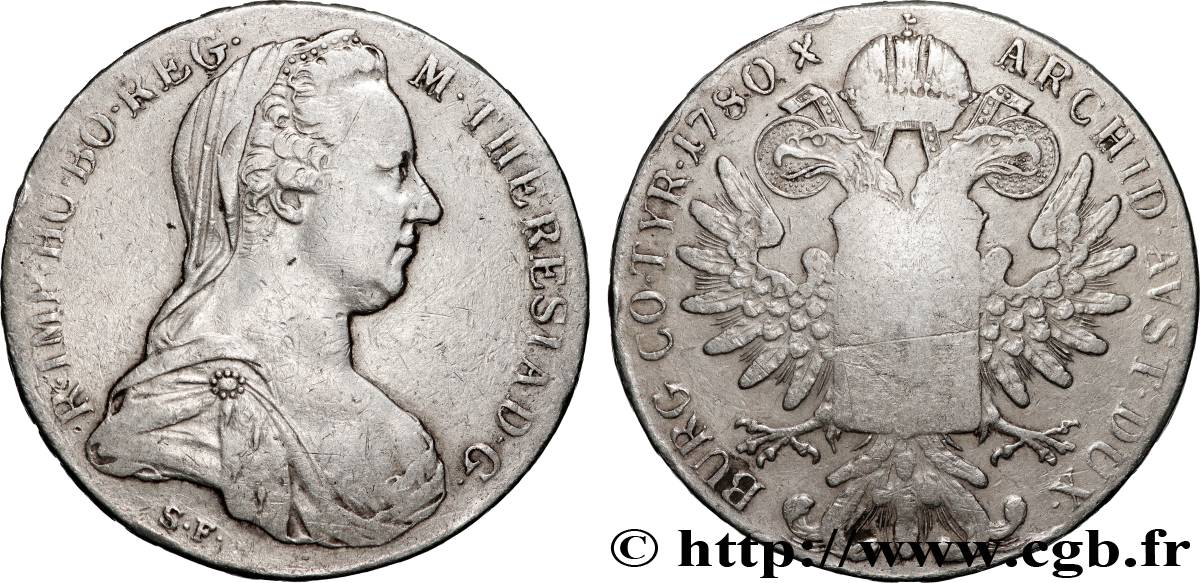 ARGENT D INVESTISSEMENT 1 Thaler (REFRAPPE) Marie-Thérèse 1780 Vienne TTB+ 